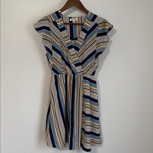 Striped V-Neck Mini Dress